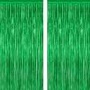 2 Pack Tinsel Backdrop, 3.28 FTx7.05 FT Green St Patricks Day Party Decorations, Metallic Backdrop Curtains Tinsel Curtains Streamer Backdrop, Party Supplies Wall Decor for St. Patricks Party Birthday