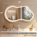 Irregular LED Bathroom Mirror with Lights, Cloud Smart Backlit Mirror, Dimmable Lighted Bathroom Gold Mirror with Anti-Fog, Asymmetrical Vanity Mirror Hangable 2 Ways (Gold, 20 x 36, 1 Pack)