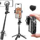 Magnetic Tripod for Phone,2 in 1 for Magsafe Stand Clip Portable Pocket Size Selfie Stick for Android/iPhone,Phone Holder with Wireless Rechargeable Remote Control for Photography, Live Streaming (Gray)