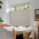 No Drill Cordless TDBU Roman Shades, Linen, 28x64