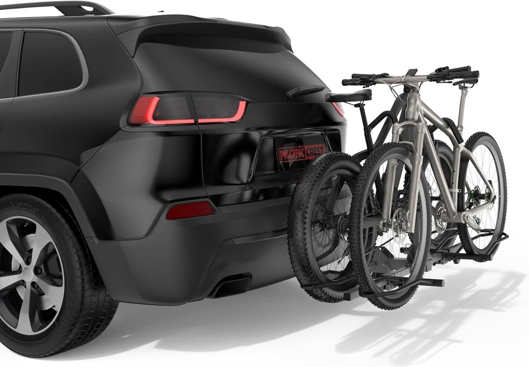 Bike Rack Hitch for Car, 160Lbs Heavy Duty 2-EBike Platform Hitch Rack, Foldable E Bike Carrier w/Tilt-Away for Car SUV, Anti-Rattle Lock, Up to 5-Inch Fat Tire for 2'' Receiver