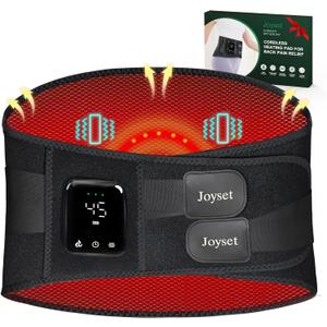 Joyset Cordless Heating Pad for Back Pain Relief, 47-60" Lower Back Massager with 5 Heat 5 Vibration, Portable Wearable Heating Pad for Cramps, Birthday Gifts for Women Men Mom Dad(Black)