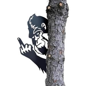 Vividhugy 2025 New Bigfoot Metal Art Showing Middle Finger: Bigfoot Sign Yard Decor Sneaky Sasquatch Statue Big Foot Flipping Off Tree Faces Decoration Decorative Signage Cutout Posters (M 15"×20")