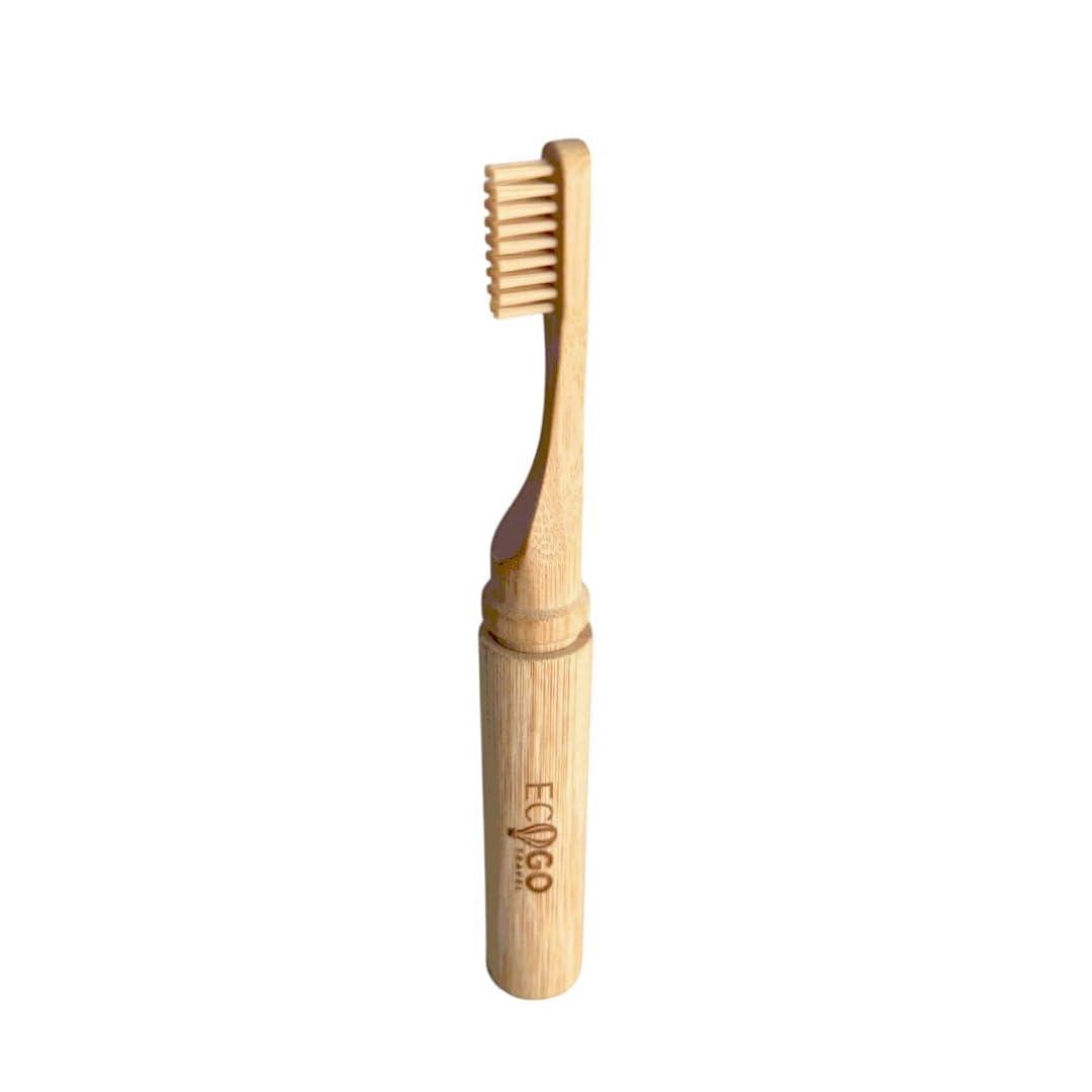 3 Pcs Foldable Bamboo Toothbrush with BPA-Free Soft Bristles | Eco-Friendly, Travel-Sized, Reusable Compact Case, Biodegradable Recycled Packaging