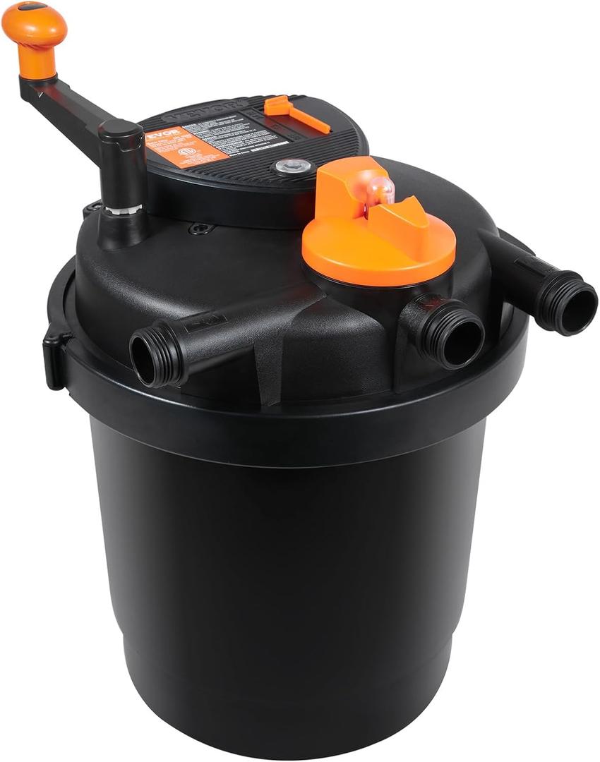 VEVOR Pressurized Biological Pond Filter, Fit Pond Up to 1600 Gallons, with 13W UV-C Light, 1580 GPH, Bio Pond Filter System Filtration Equipment for Fountain Pool, Koi Fish Aquarium Tank Garden Water