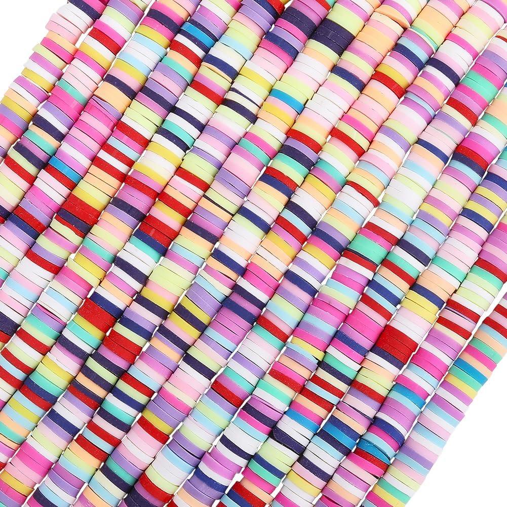 6MM 4350PCS Rainbow Heishi Beads with Holes Heishi Disc Shaped Polymer Clay Soft Round Handmade Assorted Colorful Looses Spacer Bead for Jewelry Making Bracelets Adult DIY Crafts Supplies