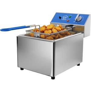 TOPKITCH 8L Professional Electric Fryer, 1800 W Commercial Electric Fryer Made of Stainless Steel with Basket, Temperature Control 80-200 °C, Fast Heating for Restaurant and Home