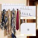 Belt Organizer Holder Wooden Belt Hanger for Closet Wall Mount Belt Storage Rack Tie Bra Scarf Hanger Holds Over 40 Large Belts (White)