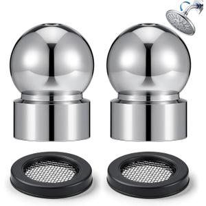 Moxweyeni 2 Pack 1/2-inch Iron Pipe Shower Arm Ball Adapter with Gasket Washer Filters Shower Head Ball Joint Replacement, Chrome Finish, Universal Fit for Standard Swivel Heads