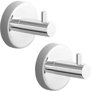 2 Pack Towel Hooks for Bathrooms, Screw in Stainless Steel Coat Robe Hook (Chrome)