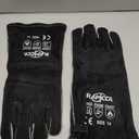 RAPICCA Fireplace Gloves Fire Heat Resistant: Black 14IN - Fireproof Leather for Fireplace Fire Pit Wood Stove Campfire Furnace BBQ Grill Oven Stick Mig Welding Welder Gear Size 14