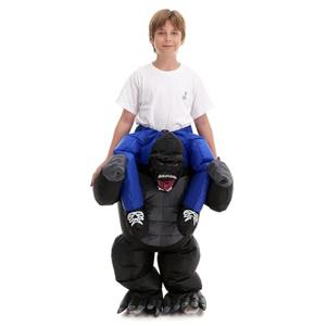 Inflatable Gorilla Costume Kids Boys Girls, Blow up Ride on Animal Cosplay Teen, Riding Halloween Rider Clothes Child Black, One Size