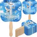 Sherr 50 Pcs Christian Church Fans Bulk the Lord's Prayer Church Fans Parlor Fans Religious Fans Hand Held Church Handheld Fans Church Products for Church Services