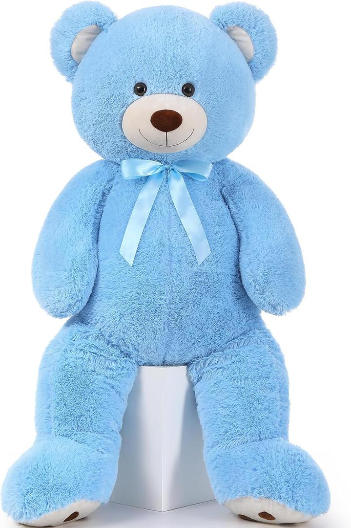 MorisMos 47inch Giant Teddy Bear Stuffed Animal 4ft, Big Teddy Bear Plush for Baby Shower, Life Size Stuffed Bear Gifts for Kids, Girls, Girlfriend, Women on Valentine, Christmas, Birthday（Blue）