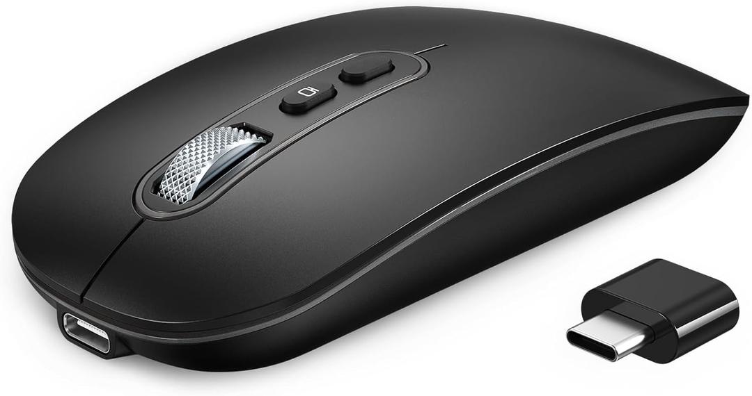 RaceGT USB C Wireless Mouse, Rechargeable Dual-Mode Mouse(Type-c and Bluetooth), Silent Bluetooth Mice for MacBook Air/Pro, Slim Portable Travel Mice for iPad Mac Laptop PC Computer