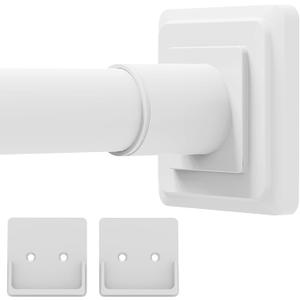 White Shower Curtain Rod,Spring Tension Curtain Rod 30-64,No Drill or Screw Installation Shower Rod for Bathroom, Closet, Kitchen with Brackets