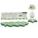 Ergonomic Keyboard Wrist Rest, Leaf Shape PU Leather Memory Foam Wrist Support for Computer Keyboard, Keyboard Pad and Cute Mouse Wrist Pad for Gaming,Office,Computer,Typing Pain Relief, Pastel Green