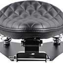 Set of Solo Driver Seat Cover Pad with Diamond Pattern Compatible with Harley Bobber Chopper Custom (Black Leather Diamond)