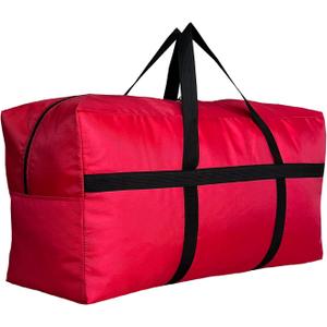 Extra Large Storage Duffle Bag with Zippers and Handles, Big Foldable Duffle Bag for Travel (Red), 