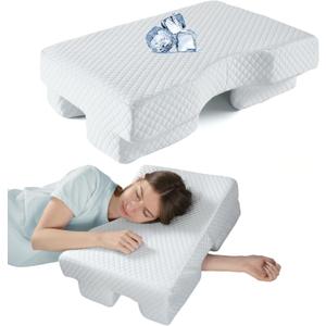 Side Sleeper Pillow with Arm Hole - Adjustable Shoulder Pillow for Side Sleepers, Memory Foam Pillow Provides Support & Reduces arm Pressure, Cooling Arm Pillows, Rotator Cuff Pain Relief, 23.6x15.7x6.5 inches