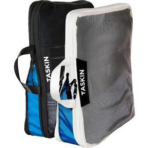 Taskin Compression Packing Cubes | Separate Clean & Dirty Compartments w/Flexible Separator | YKK Zippers | | Set of 2 (2XL)