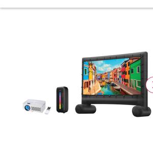 iLive Pop-Up Home Movie Theater Kit with Inflatable Screen, Projector and Party Speaker