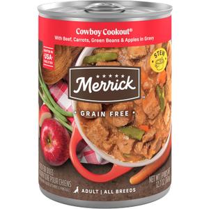 Merrick Grain Free Wet Dog Food, Cowboy Cookout Recipe With Real Deboned Beef, Canned Adult Dog Food, 12.7 oz. Can, Best By Apr 2028