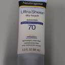 Neutrogena Ultra Sheer Dry-Touch Sunscreen Lotion, Broad Spectrum SPF 70 UVA/UVB Protection, Lightweight Water Resistant, Non-Comedogenic & Non-Greasy, Travel Size, 3 fl. oz