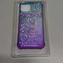 Ruky for iPhone 17 Case for Girls Women, Glitter Flowing Quicksand Sparkle Case with Screen Protector Soft TPU Protective Women Phone Case for iPhone 17 6.3 inches, Teal Purple