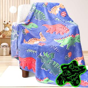 Dinosaur Toys Gifts for Kids Boys - Glow in The Dark Dinosaur Blanket Teen Girls Birthday for Age 2 3 4 5 6 7 8 9 10 Years Old Children Adults Throw 40" x 50" Inches
