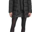 Kenneth Cole New York Women's Pillow Collared Fashion Puffer With an Inner Bib Removeable Buckle, M