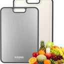 Titanium Cutting Board for Kitchen, Cutting Board Double Sided Food Grade, Pure Titanium/PP, Easy to Clean Large Size 1510.3 (15.6"L x 10.8"W, Silver)