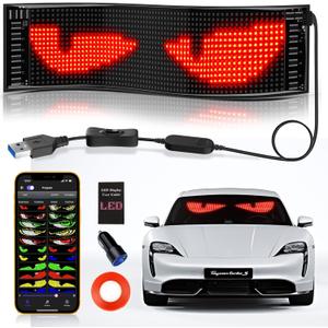 KJOY Devil Eyes Light for Cars, 15''x4'' Flexible Scrolling LED Eyes for Car Window,Bluetooth App Control Programmable LED Sign,Dynamic Personalized Eye Lights for Car Windshield (14.6"x3.6"-1PCS)
