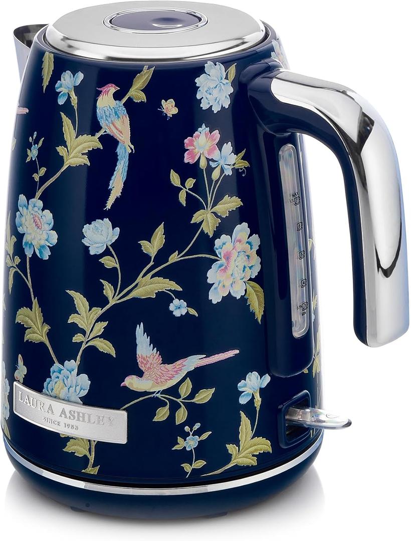 Laura Ashley Stainless Steel Electric Kettle 1.7 Liter  1500W Rapid Boil Electric Kettles for Boiling Water  Electric Tea Kettles Automatic Shut Off  Overheat & Boil Dry Protection Jug Kettle