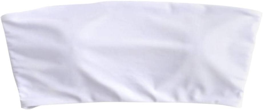 ZAFUL Women's Bandeau Bikini Top Strapless Solid Color Bathing Suit (Medium, 1-top Only - White)