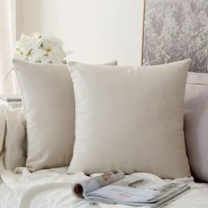MIULEE Pack of 2 Velvet Soft Solid Decorative Square Throw Pillow Covers Set Christmas Cushion Cases Pillowcases for Spring Couch Sofa Bedroom Car 18x18 inch 45x45cm (Cream White)