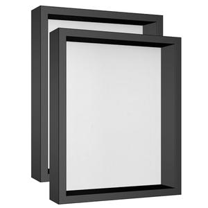  8x12 Shadow Box Frame with Soft Linen Back - Metal Push Pins Included, Memory Shadow Box Display Case for Bouquet Awards Medals Wedding Photos and More, Black, 2 Packs