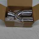 3 inch exhaust tip, universal stainless steel exhaust tailpipe dual tailpipe slant for most cars (Bent, silver white)