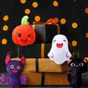 Soulchen 24 Pcs Halloween Plush Bulk Halloween Kawaii Stuffed Animals Bulk Pumpkin Ghost Bat Black Color Cat Plush Toys for Gifts Party Decorations Prizes Candy Bags
