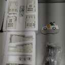 Christmas Village Sets of 17 Include 4 LED White Ceramic Christmas Village Houses with 4 Ceramic Xmas Trees Plastic Truck 7 Branch Trees for Rustic Farmhouse Xmas Decorations Indoor Home