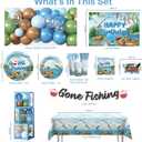 268pcs Fishing Birthday Party Decorations Complete Party Set, for 25 Guests, Fishing Birthday Decorations, includes Fish Themed Balloons, Plates, Banner, Backdrop, Tablecloths, etc
