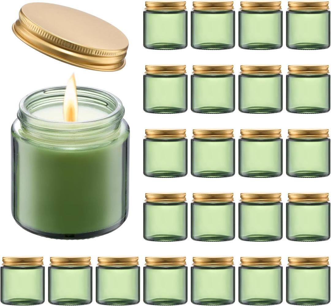 Danmu 3oz Glass Candle Jars,Candle Jars for Making Candles,Wedding,Baby Shower,Party Favors Decoration 24 Pack (Gold Lid)