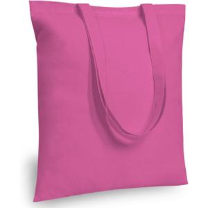 TOPDesign 12-Pack Economical 16"x15" Pink Cotton Tote Bag, Lightweight Medium Reusable Grocery Shopping Cloth Bags, Suitable for DIY, Advertising, Promotion, Gift, Activity