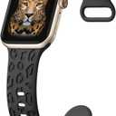 4Pack Leopard Engraved Bands Compatible with Apple Watch Band for women 38/40/41/42mm(Series 10), Soft Silicone Cheetah Sport Strap 