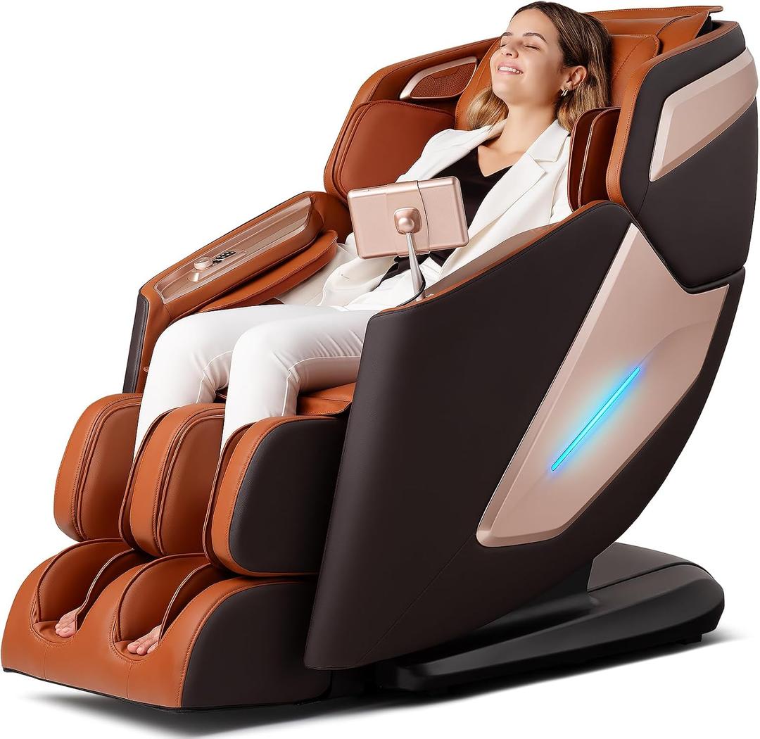 4D Massage Chair, Full Body Massage Chair, Zero Gravity Recliner w/ Intelligent Voice Control, 53.14" SL Track, Electric Calfrest Extension, 12 Auto Modes, USB Type-C, Bluetooth Speaker, TFT Screen