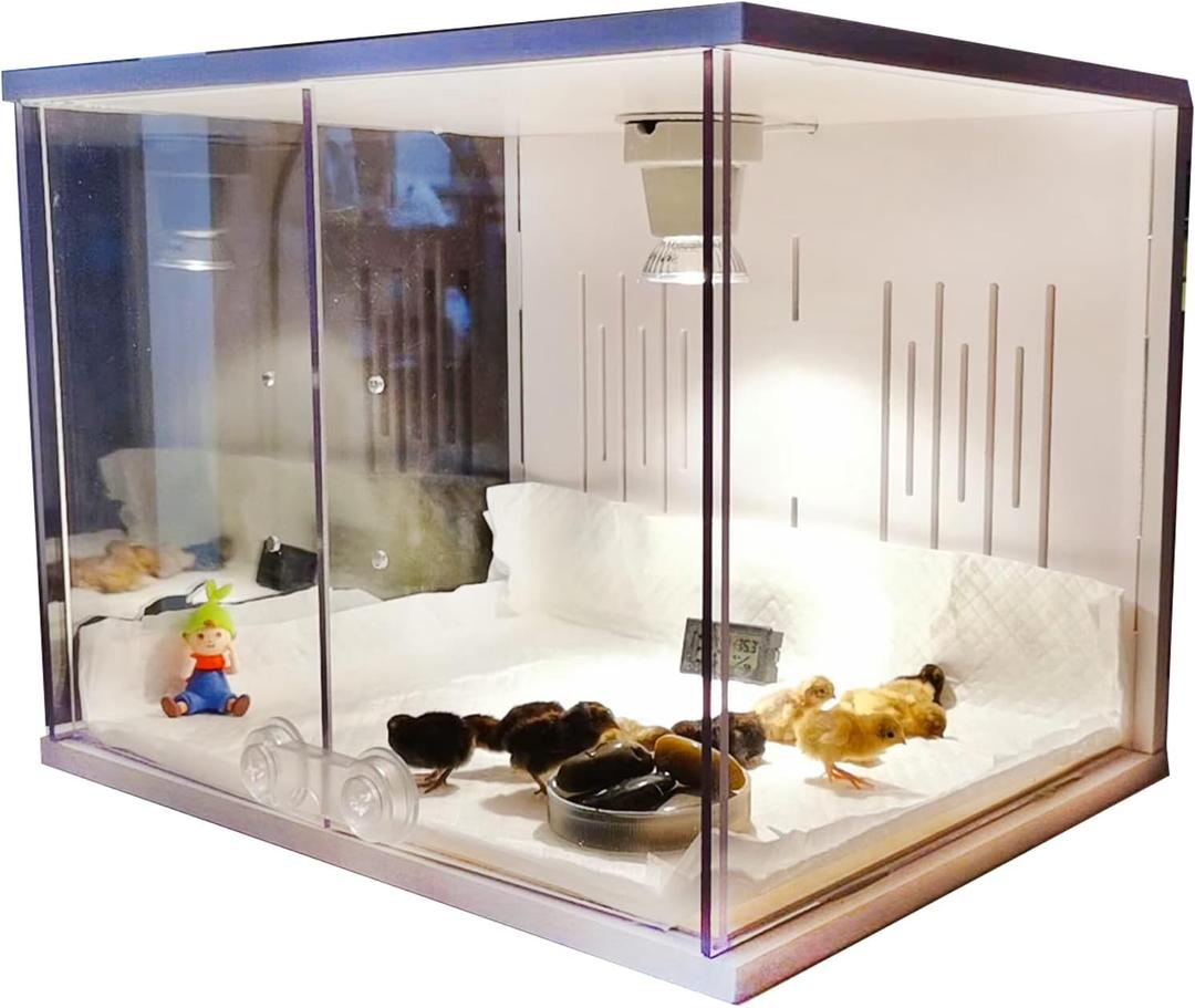 Chick Brooder Brooder Box for Chicks Incubator for Chicks Duckling/Parrot/Chicks Incubator with Heating,Warms up to 25 Chicks with Heating Lamp Set (24" x 16" x 16")