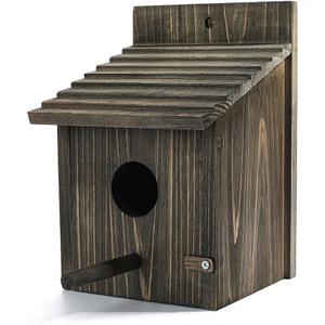 NATUREYLWL Weatherproof Bird House, Wooden Bird Houses for Outside with Pole, Durable Birdhouse for Finch, Bluebird, Cardinals, Hanging Birdhouse Garden Country Cottages (Brown)