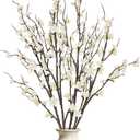 4 Pcs Cherry Blossom Branches 39 Inch White Fake Flowers Spring Decorations for Home Decor, Artificial Flowers Long Stem Branches for Vase Wedding Office Party Table Decor Centerpieces