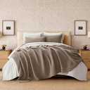 EverGrace 100% Cotton Waffle Bed Blanket King Size, Soft Premium Cotton Coverlet Set with 2 Matching Shams, Lightweight All Season Bedding Set, Oversized Bedspread 108x96, Truffle Taupe Brown, King/Cal King