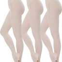 MANZI 3 Pairs Convertible Dance Tights for Women Transition Ballet Stockings Ballet Pink Large-X-Large